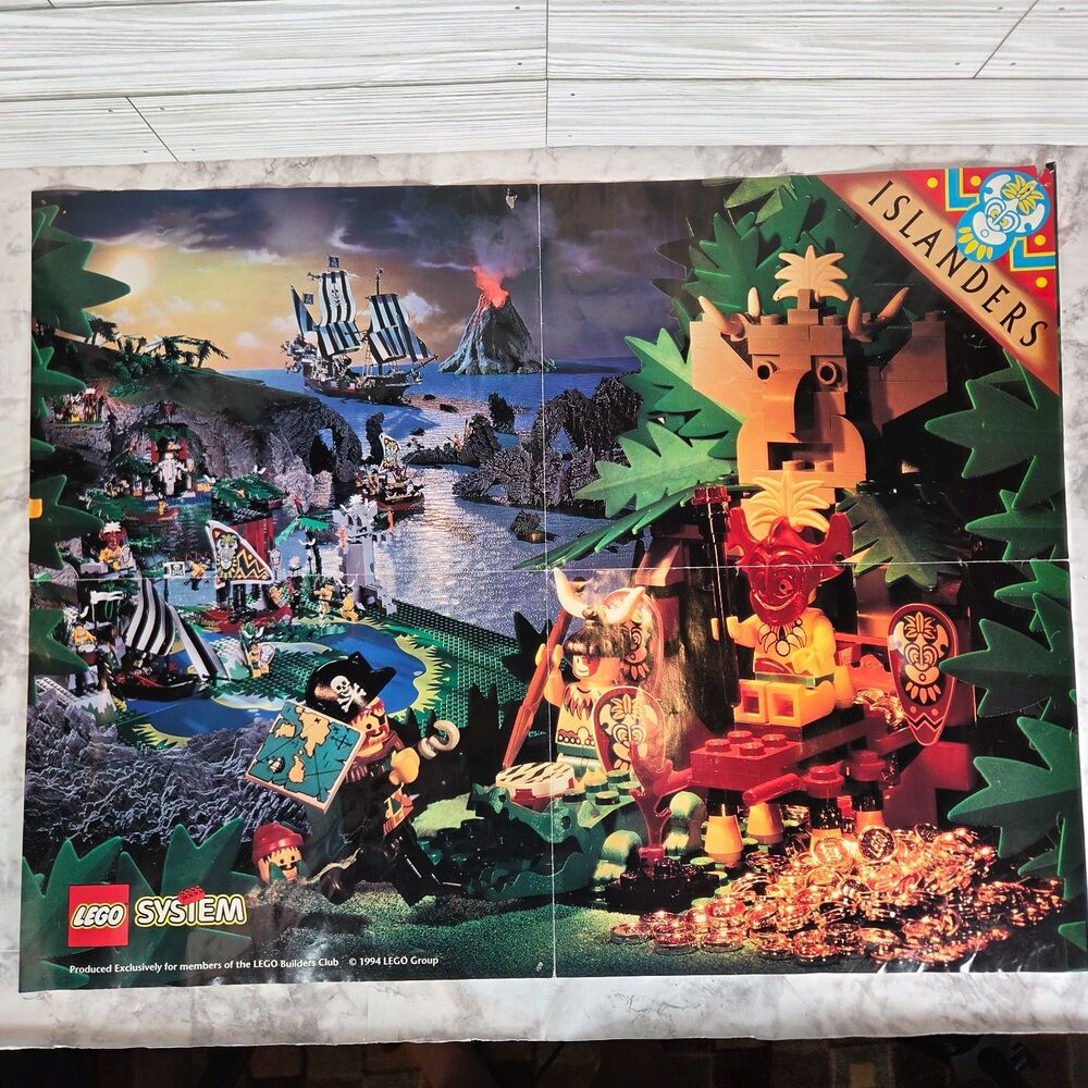 Vintage 1994 LEGO Builders Club Poster Islanders Spyrius Two 2 Sided